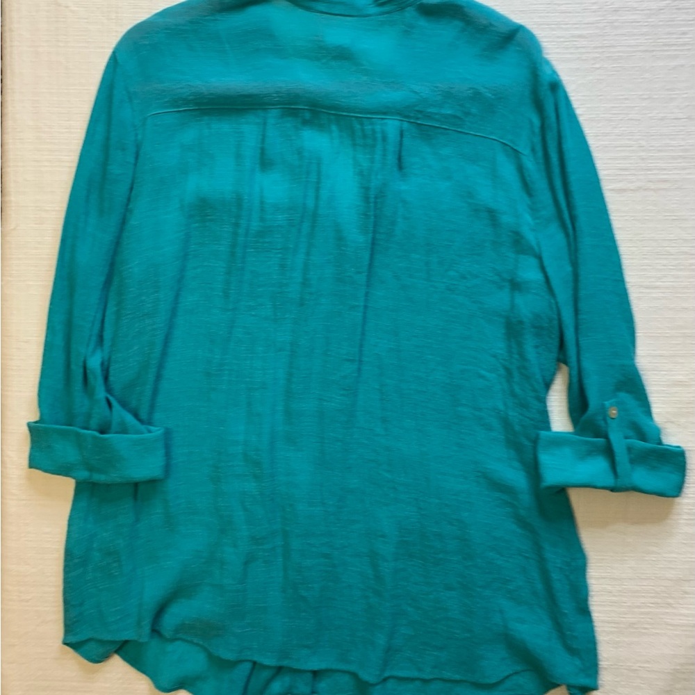 Ruby Rd. Turquoise Button-Down Shirt - Picture 2 of 4
